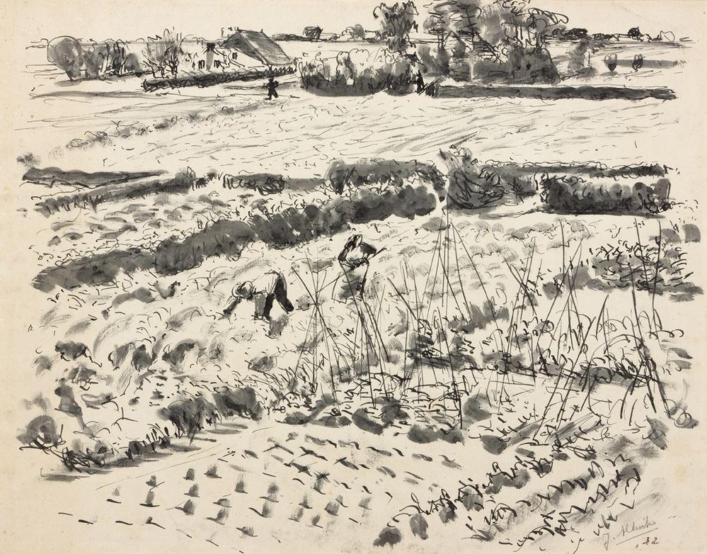 Landschap met hooiers