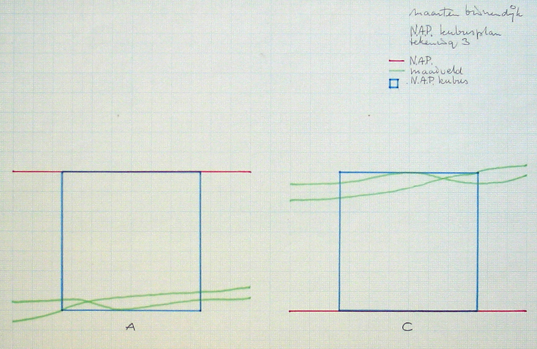 N.A.P. kubusplan tekening 3 (uit een serie van 4 tekeningen over het N.A.P. kubusplan)