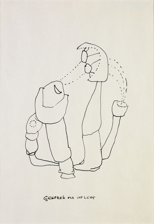 Gesprek na afloop (uit een serie van 10 schetsontwerpen voor een (niet uitgevoerd) monument)