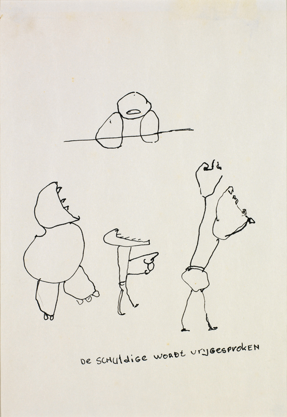 De schuldige wordt vrijgesproken (uit een serie van 10 schetsontwerpen voor een (niet uitgevoerd) monument)