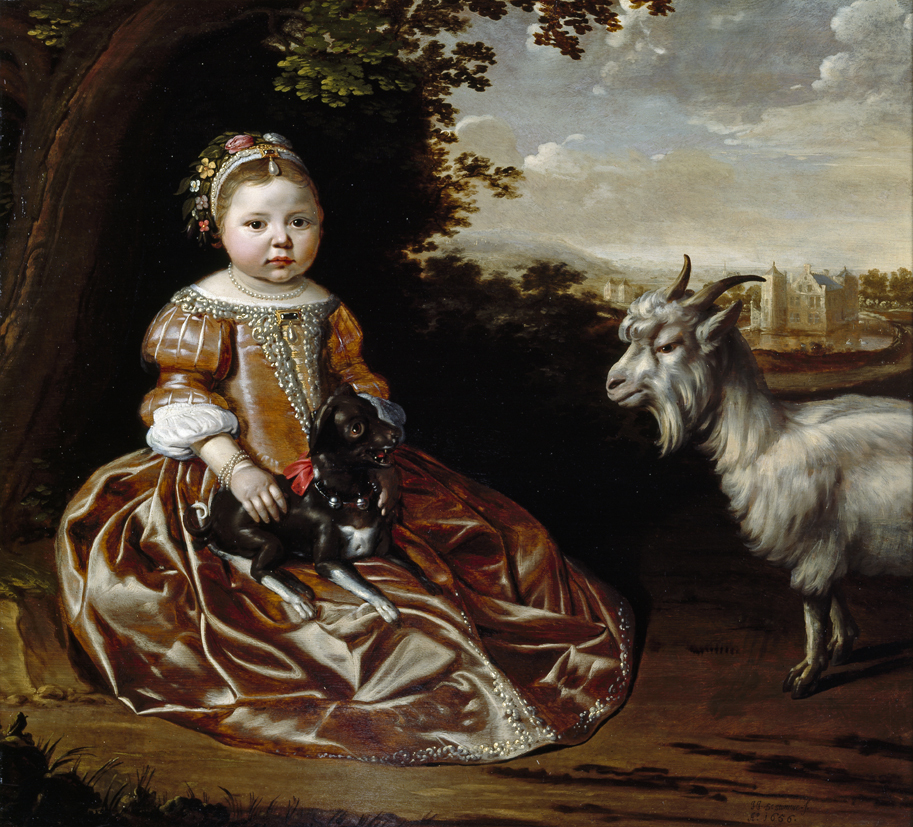 Meisje met hond en geit