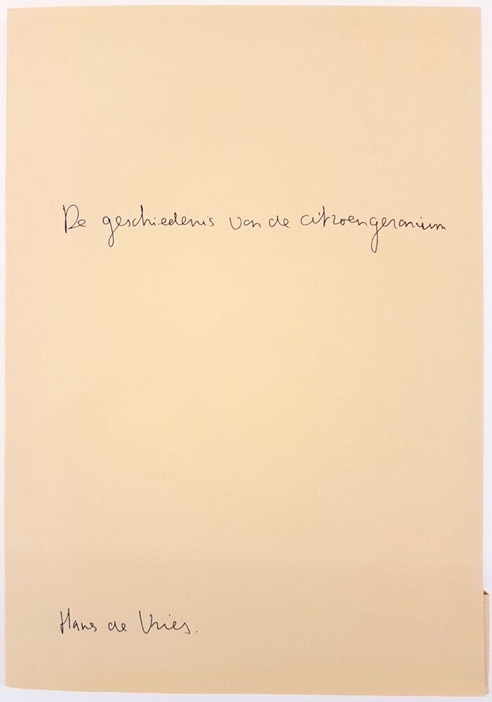 Geschiedenis van de citroengeranium (The history of the lemon geranium)