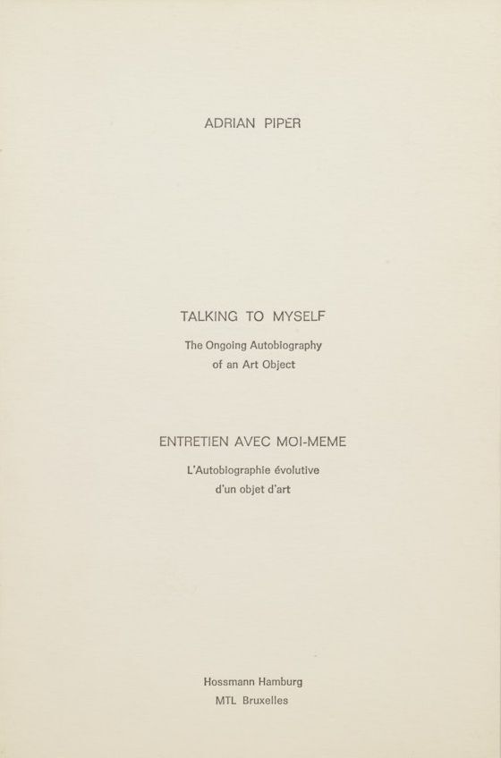 Talking to myself, the ongoing autobioghraphy of an art object