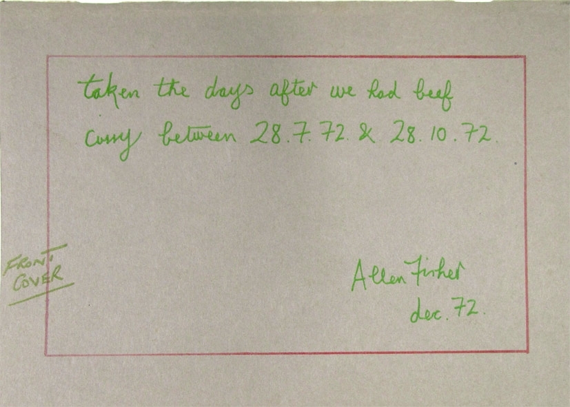 Taken the days after we had beef curry between 28.7.72 & 28.10.72