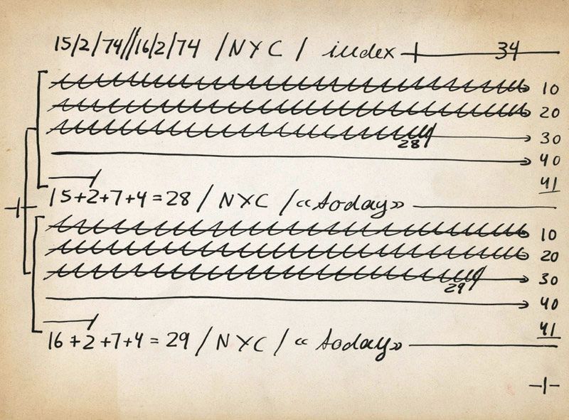 Diary, N.Y.C. february 15 until march 4 1974