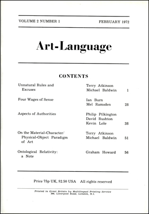 Art-Language, Volume 2, no. 1 February 1972