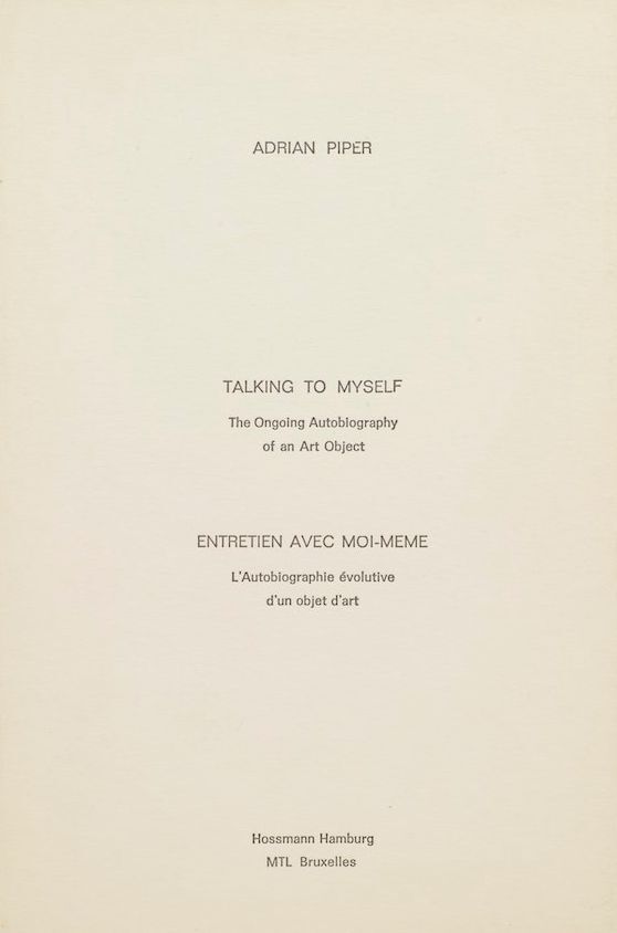 Talking to myself: The ongoing autobiography of an art object = Entretien avec moi-meme : l'autobiographie eÌvolutive d'un objet d'art