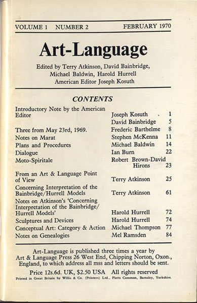 Art & Language vol I nr 2