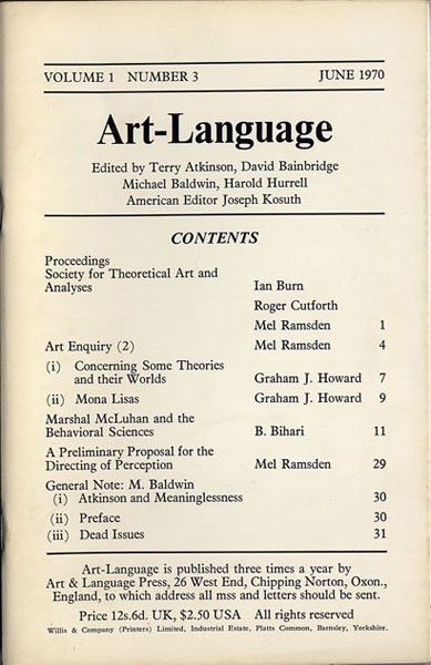 Art & Language vol I nr 3