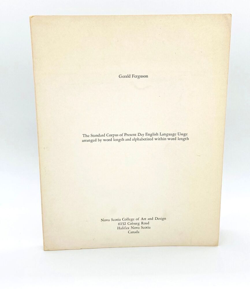 The standard Corpus of Present Day English Language Usage arranged by word length and alphabetized within word length
