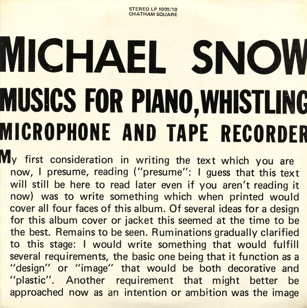 Musics for Piano, Whistling, Microphone and Tape Recorder
