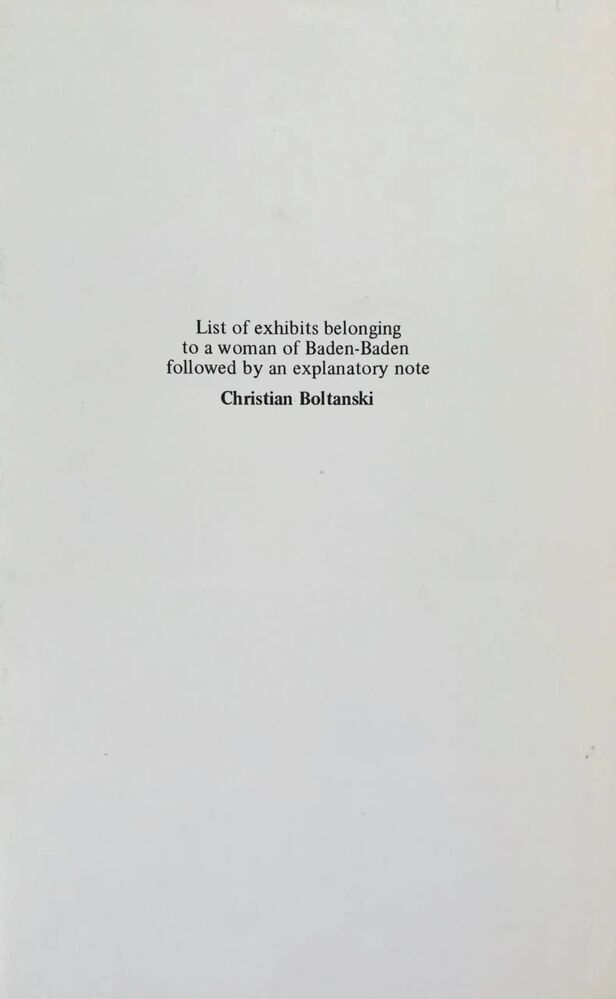 List of exhibits belonging to a woman of Baden-Baden followed by an explanatory note