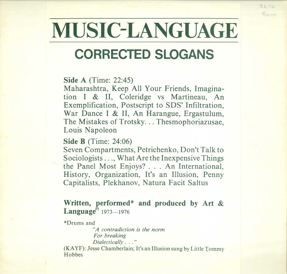Music-Language, Corrected Slogans