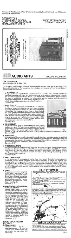 Audio Arts, Vol. 3, nr 4, Documenta 6 - Statements and Spaces; Radio Loughwork Belfast; From a Coded World