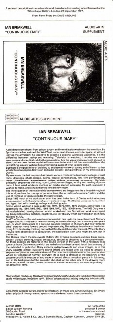 Audio Arts: Ian Breakwell - Continuous Diary