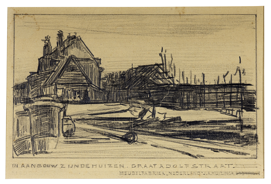 In aanbouw zijnde huizen Graaf Adolfstraat Groningen