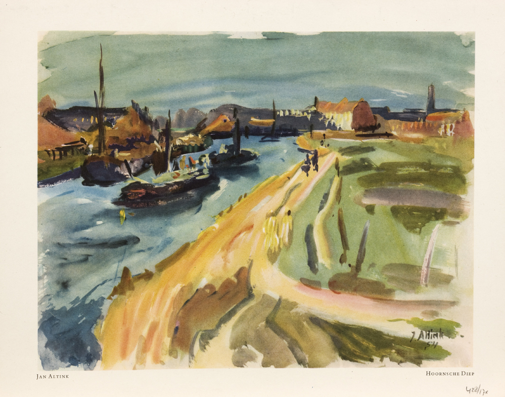 Map met 5 reprodukties, 24 reclamevoorbeelden, 3 mapjes met tekenvoorbeelden, 1 tekening.