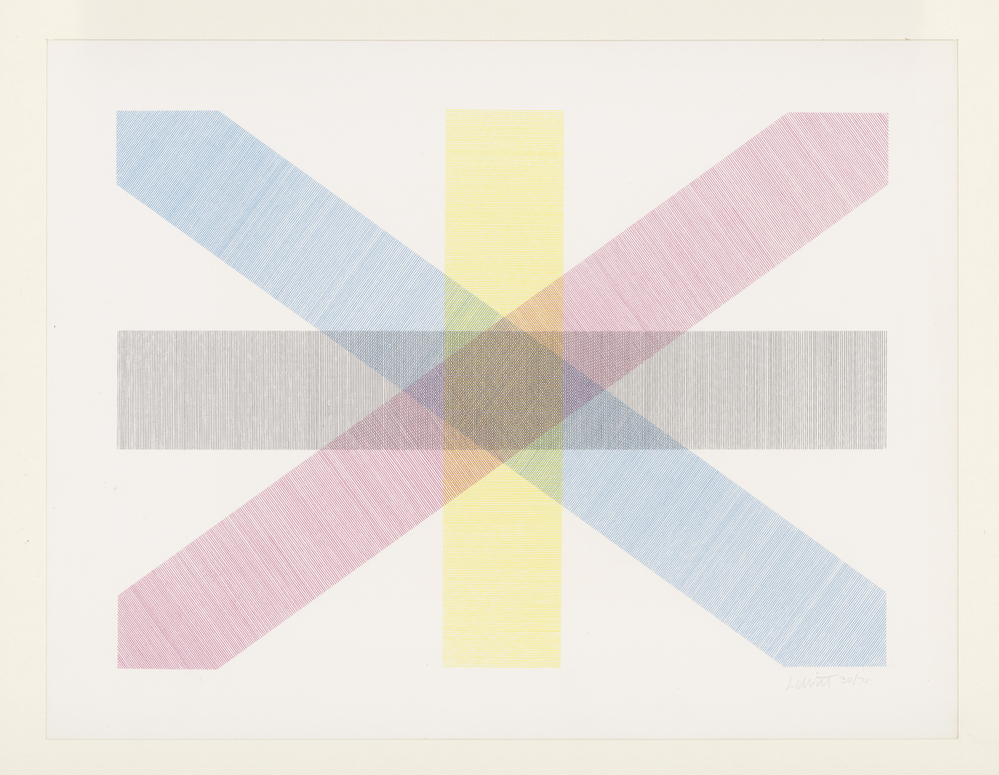 Intersecting Bands of Four Colors from Different Directions