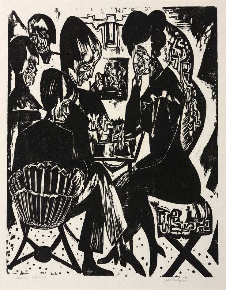 Schaakspelers in café