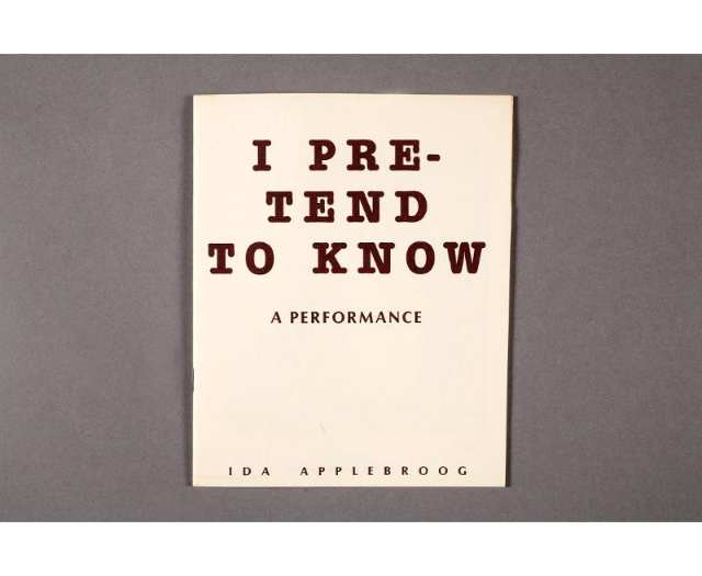I Pretend to Know. A performance (Vol. 5)