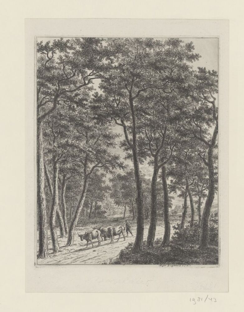 Boslandschap met veedrijver en vee