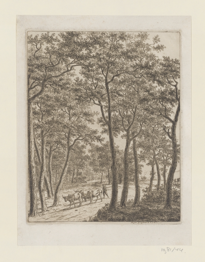 Boslandschap met veedrijver en vee