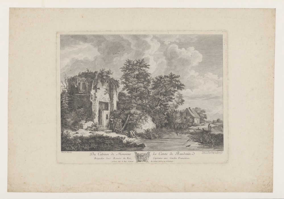 Landschap met ruïne en rivier