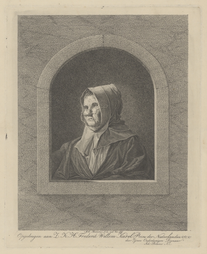 Oude vrouw in een nis