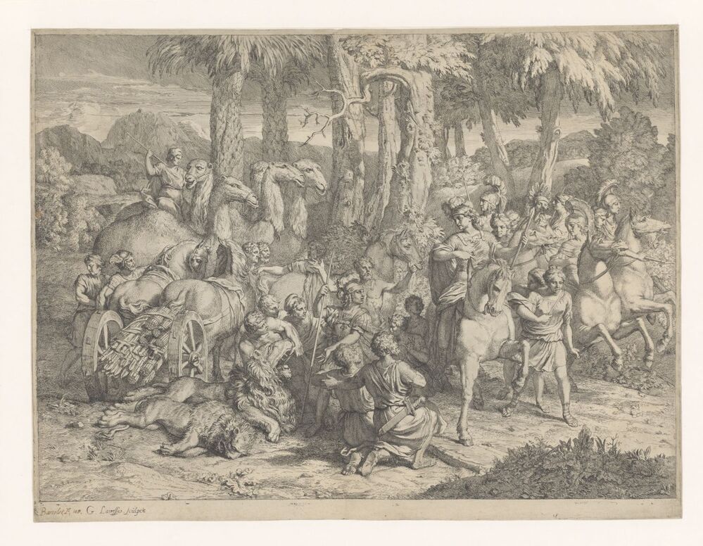 Koningin Semiramis op leeuwenjacht