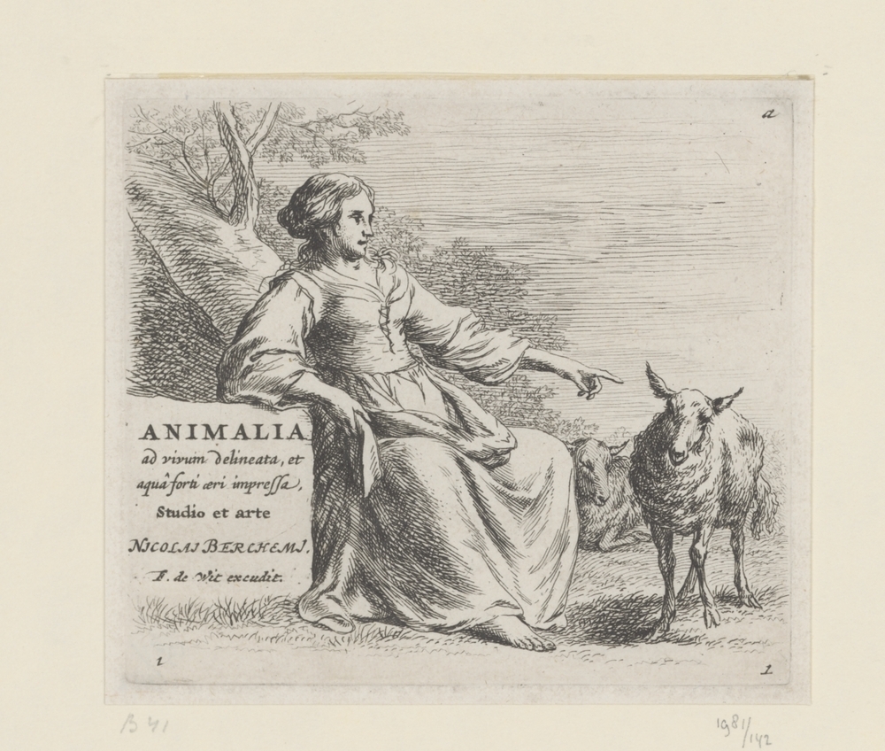 Herderin met schaap (titelpagina uit serie: Schapen)