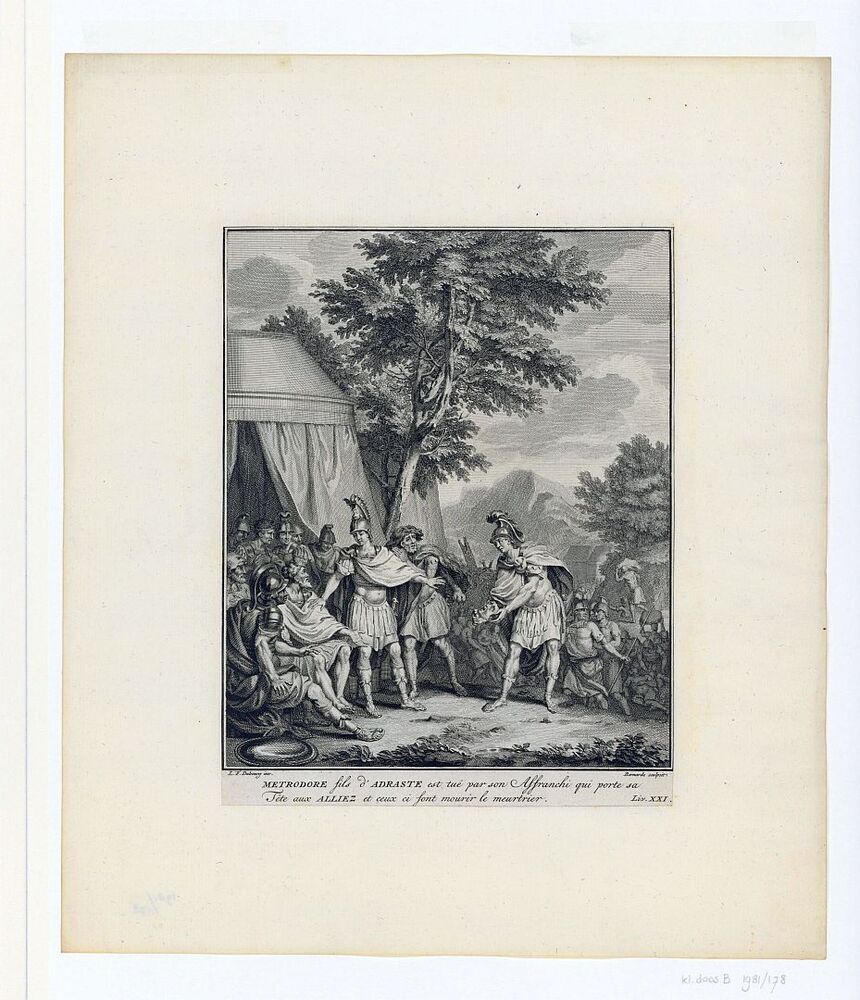 Telemachus toont het hoofd van Iphikles aan Adrastus