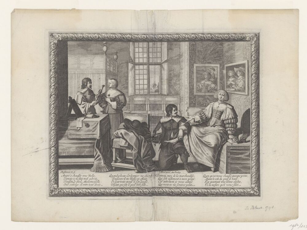 Schoenmaker past een vrouw een schoen (serie: De beroepen)