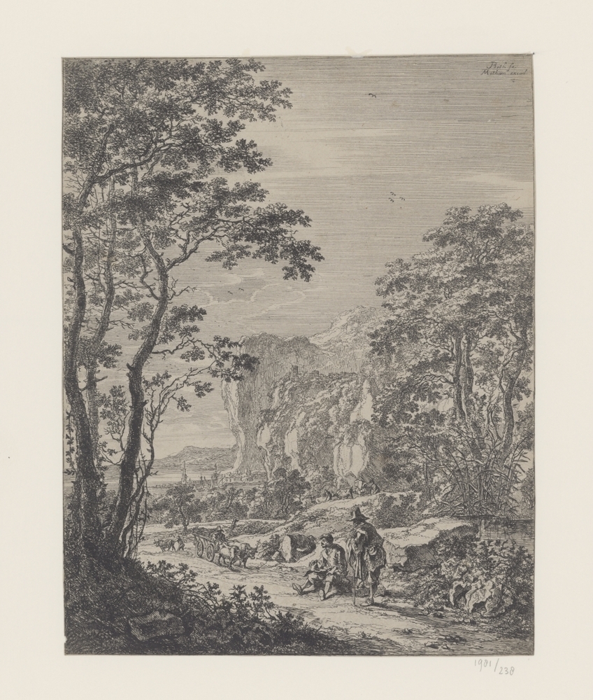 Landschap met een ossewagen, gezicht tussen Ancona en Senigallia (serie: Italiaanse Landschappen)