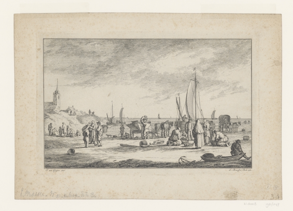 Vissers op het strand