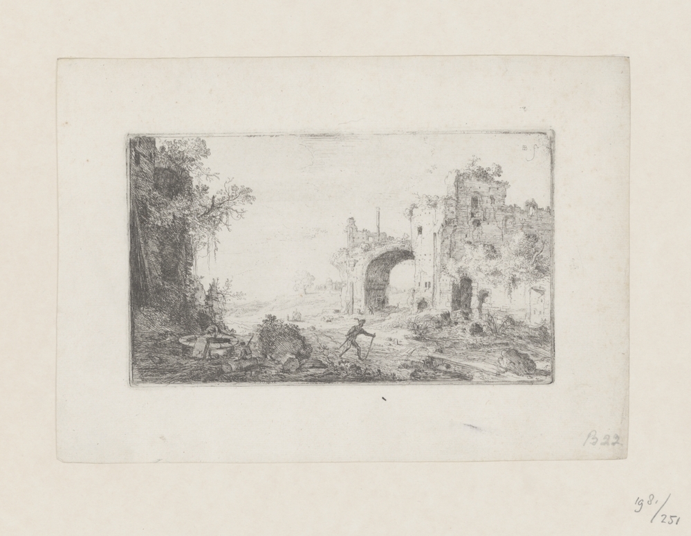 De haastige boodschapper bij ruïnes van der Thermen van Caracalla