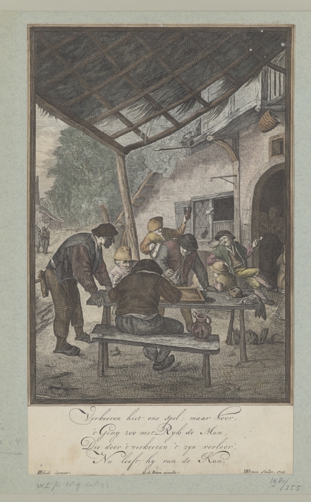 Boeren die triktrak spelen (serie: Herbergtaferelen naar Van Ostade)