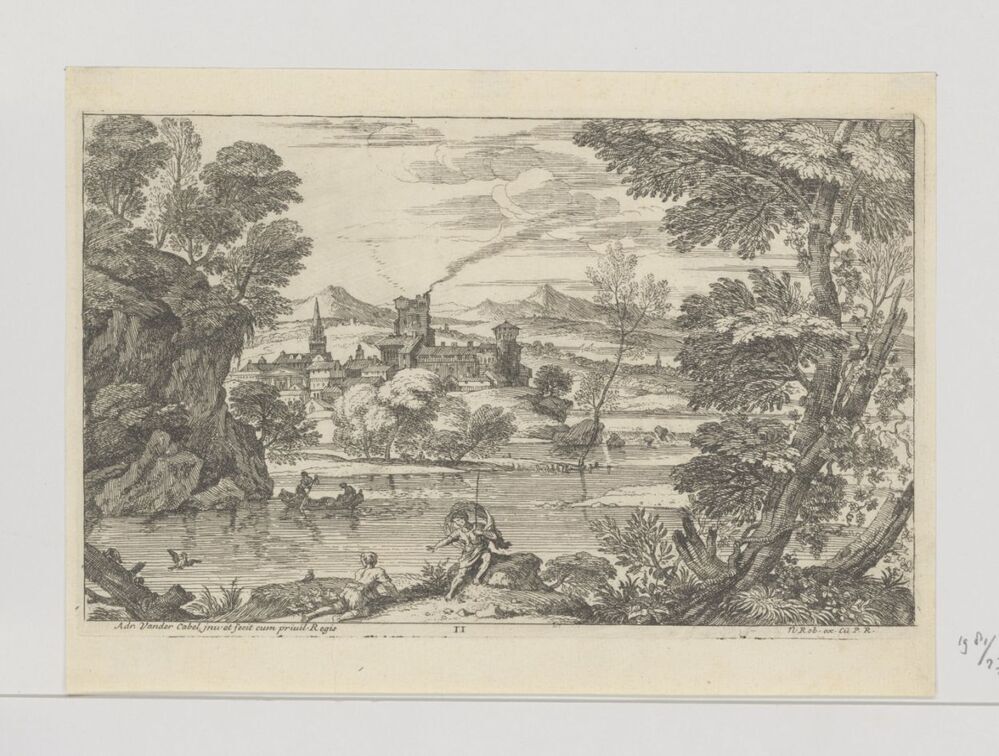 Landschap met man met wapperende mantel (serie: Landschappen)