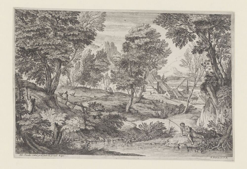 Landschap met visser (serie: Landschappen)