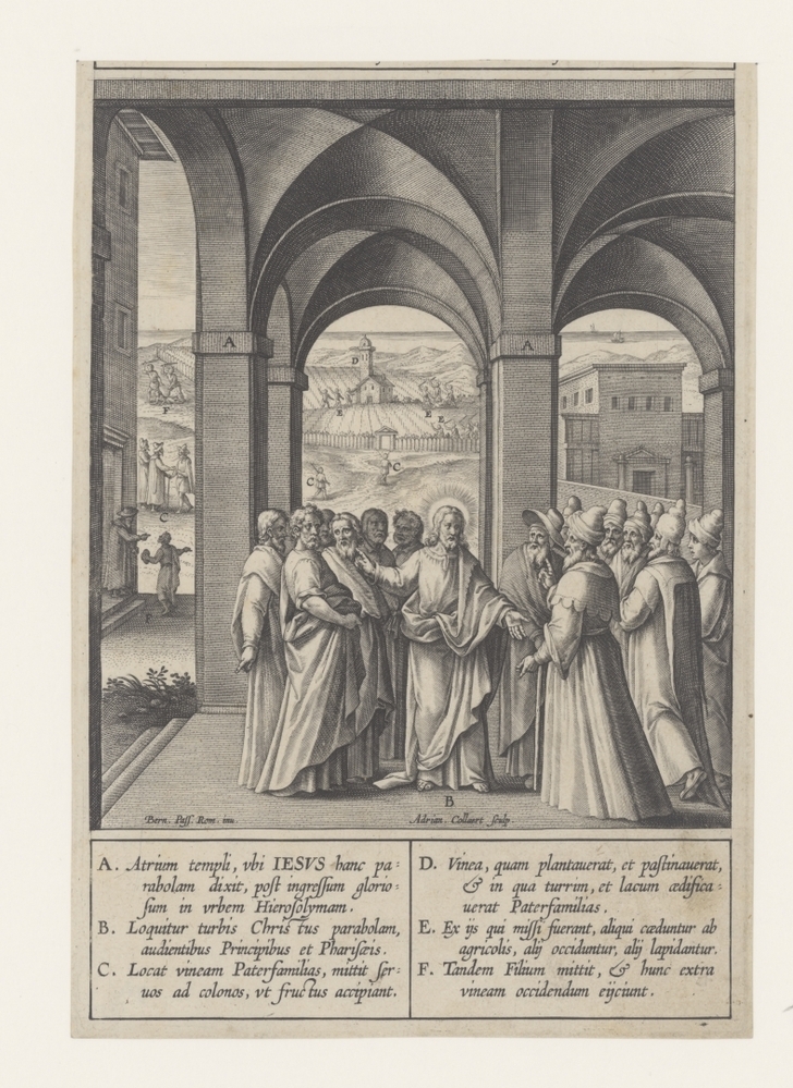 Christus vertelt de gelijkenis van de pachters van de wijngaard