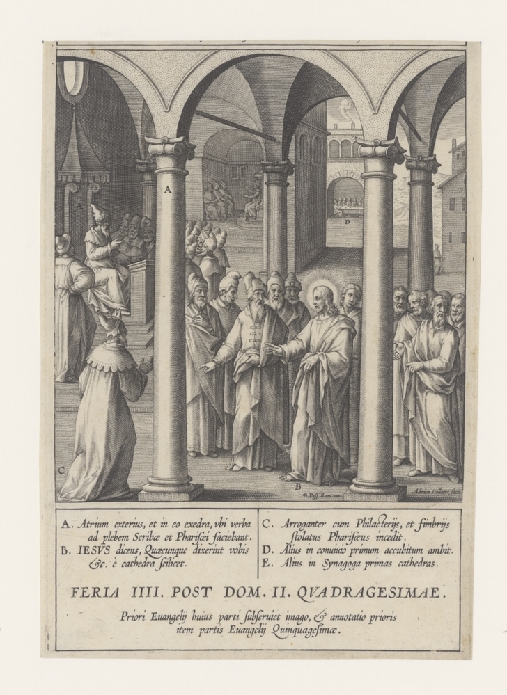 Christus predikt tegenover de schriftgeleerden en de farizeeën