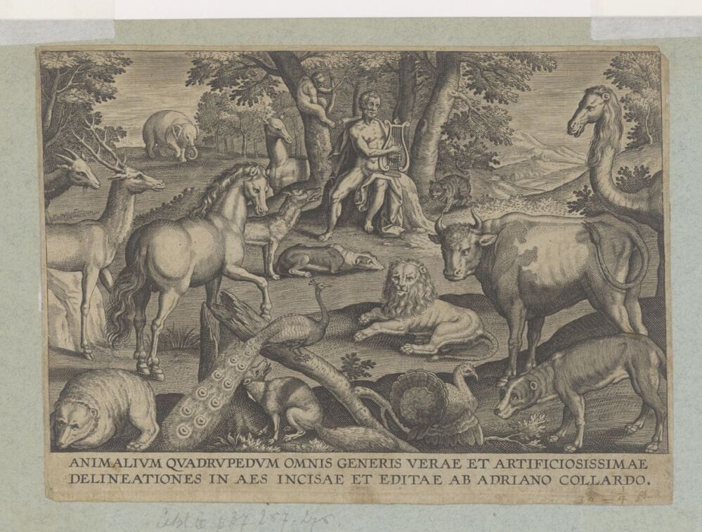 Orpheus speelt voor de dieren (titelpagina van de serie: Animalium quadrupedum)