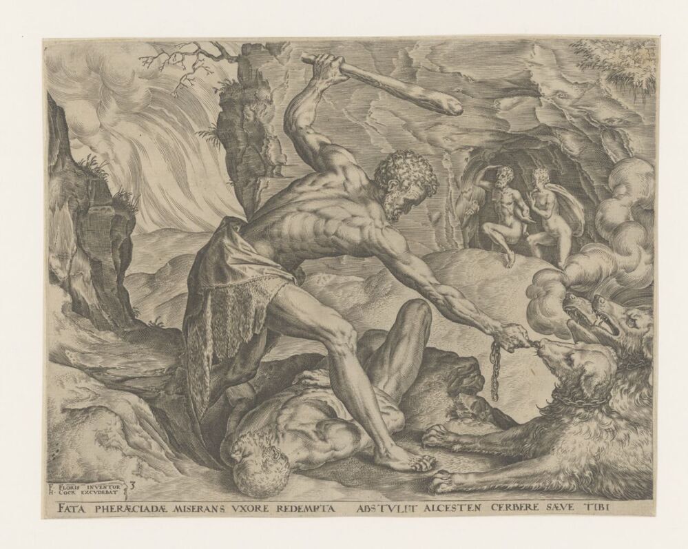 Hercules sleept Cerberus de hel uit (serie: Werken van Hercules)