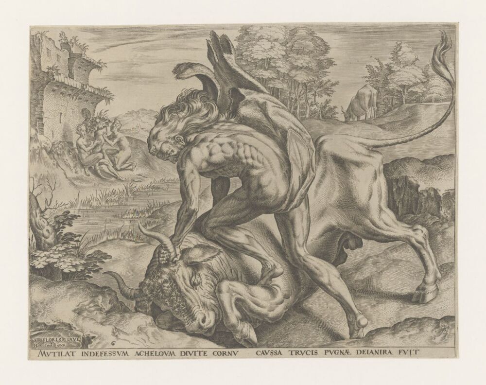 Hercules worstelt met Acheloüs (serie: Werken van Hercule)