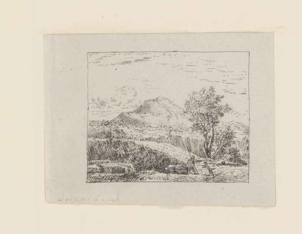 Italianiserend landschap met herder en hond (serie: Kleine landschappen)