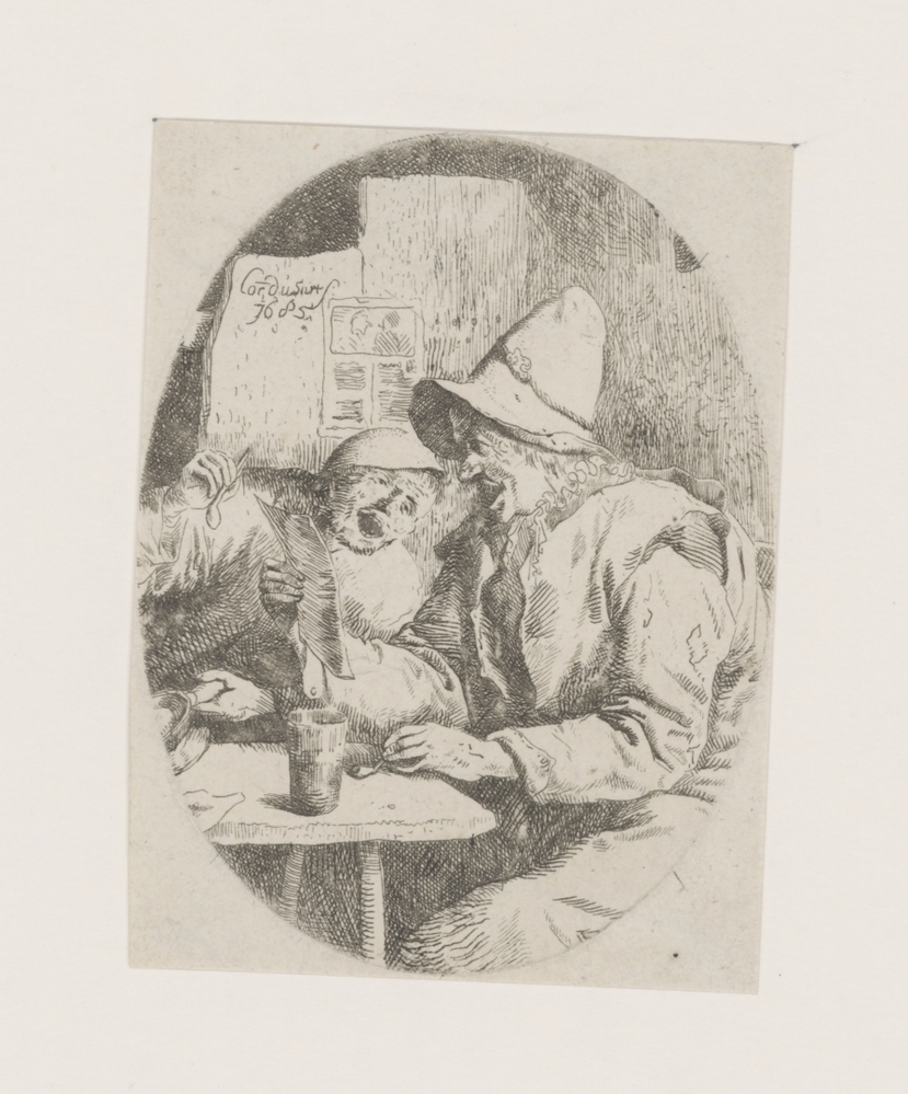 Twee zingende mannen in een herberg