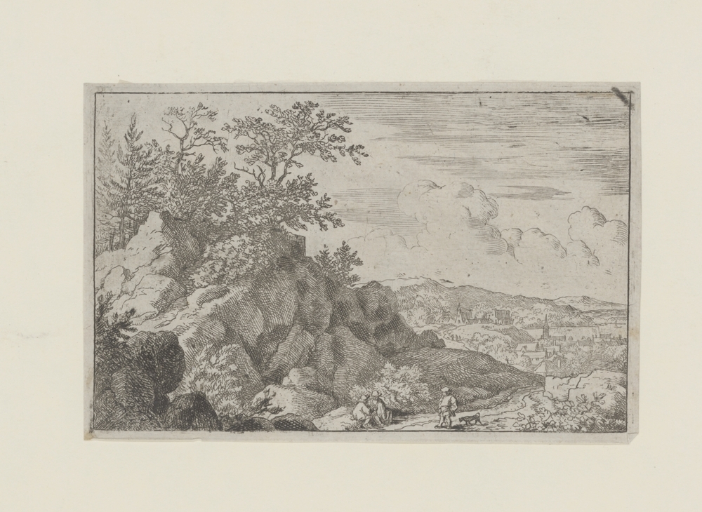 Berglandschap met man en hond