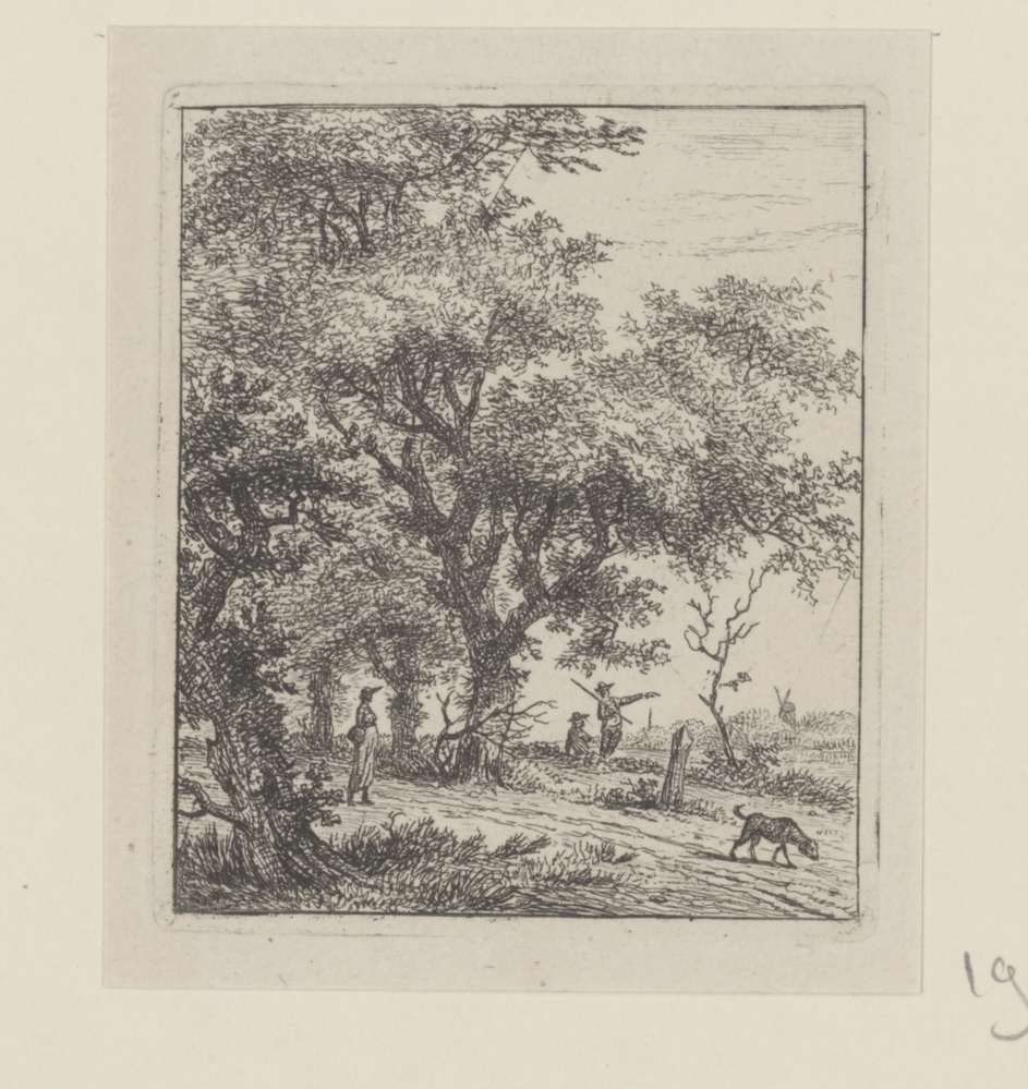 Landschap met vrouw en hond (serie: landschappen)