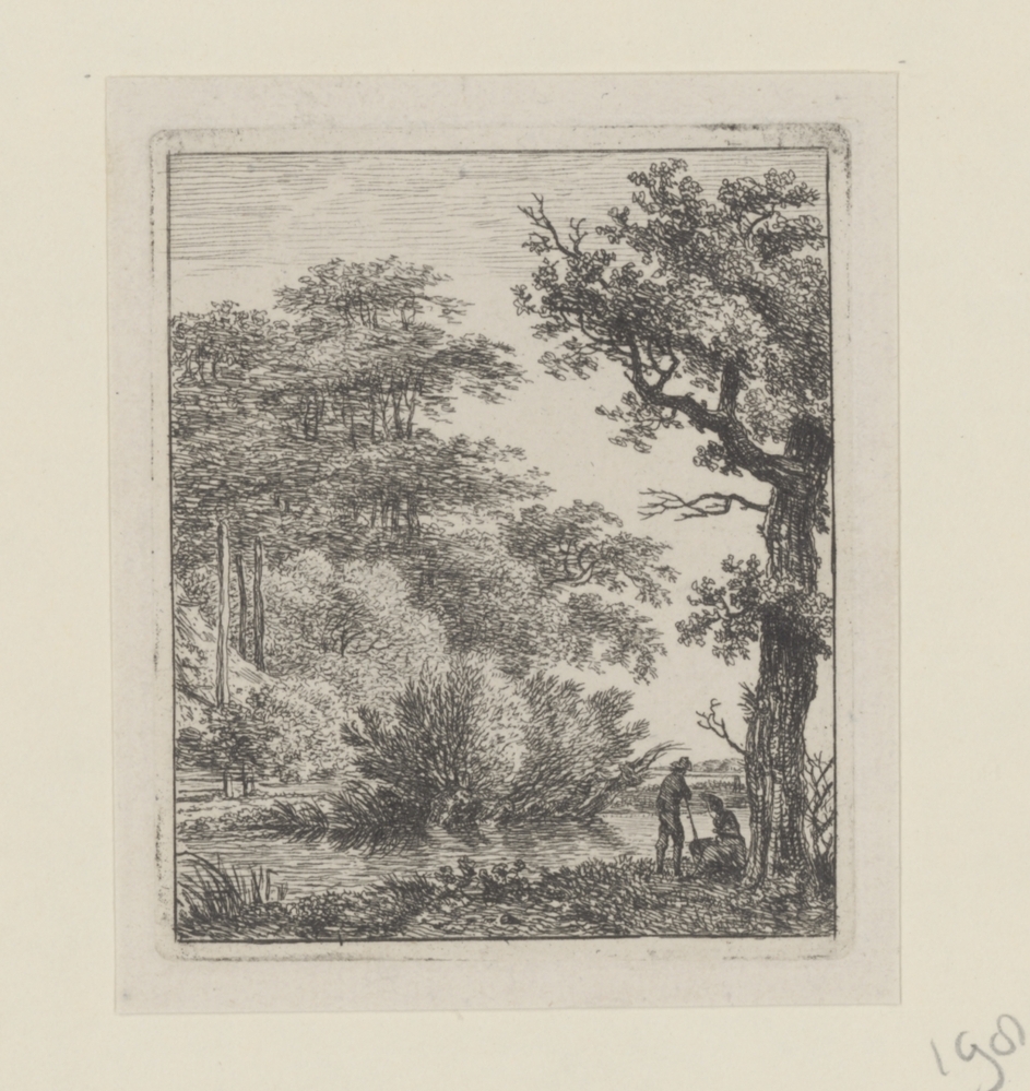 Twee personen aan een beek (serie: landschappen)