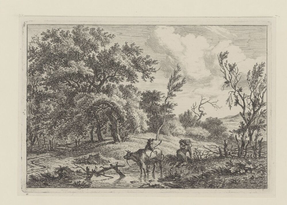 Landschap met stier en veehoeder (serie: Landschappen)