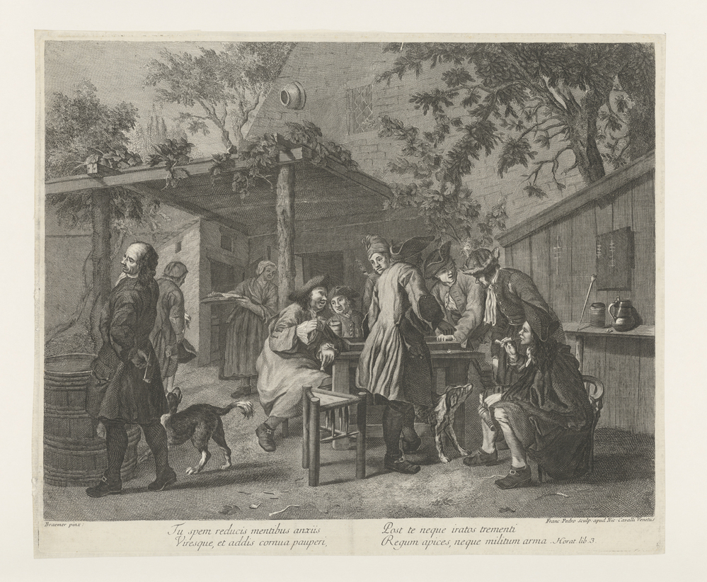 Lui voor herberg rond speeltafel